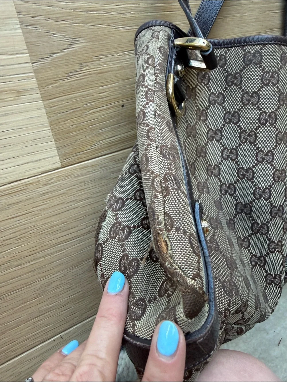 Gucci Beige Brown GG Canvas Shoulder Bag